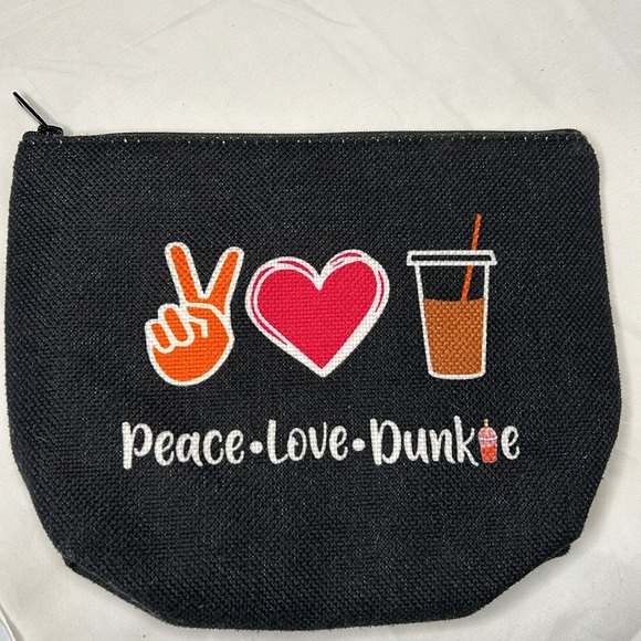 PEACE LOVE DOUGHNUT JUNKIE makeup bag. Coffee and doughnut lovers bag. - Picture 2 of 4